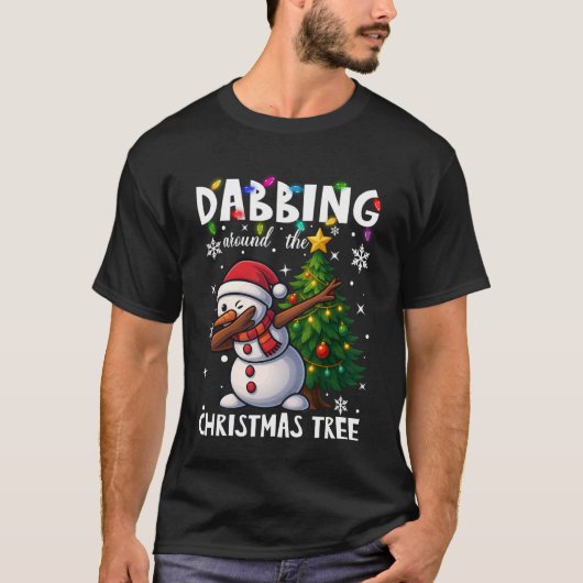 Dabbing Snowman Santa Squad Christmas Tree Boys Me Tシャツ (正面)
