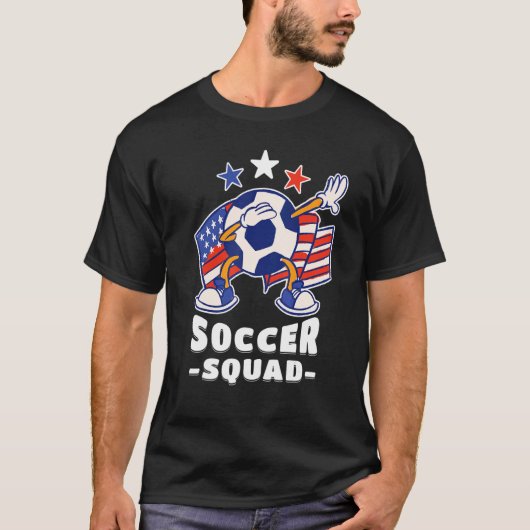 Dabbing Soccer Ball American Flag Soccer Squad 1 Tシャツ (正面)