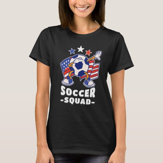 Dabbing Soccer Ball American Flag Soccer Squad 1 Tシャツ (正面)