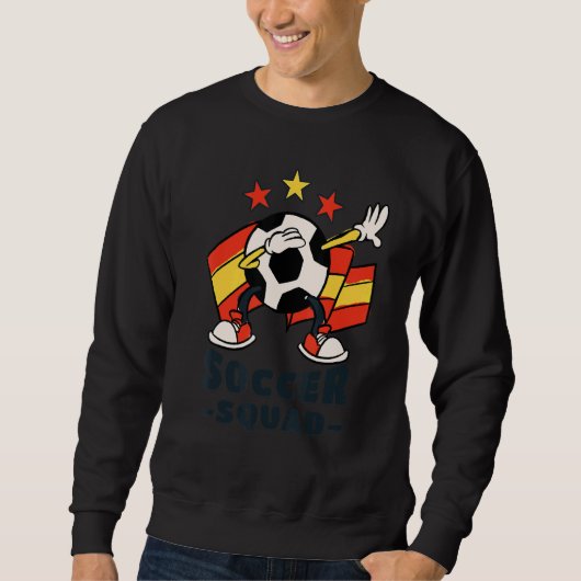 Dabbing Soccer Ball Spanish Flag Soccer Squad スウェットシャツ (正面)