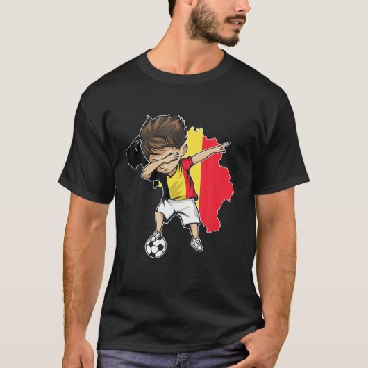 Dabbing Soccer Boy Belgium Jersey - Belgium Map Fl Tシャツ (正面)