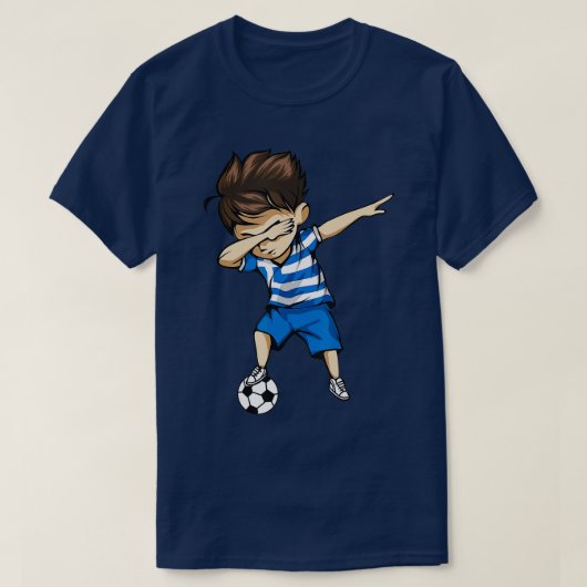 Dabbing Soccer Boy Greece Jersey Greek Football Gi Tシャツ (デザイン正面)