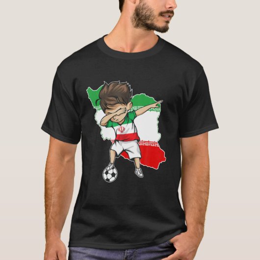 Dabbing Soccer Boy Iran Jersey - Iran Map Flag Tシャツ (正面)