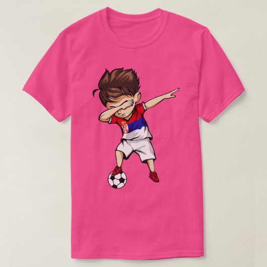Dabbing Soccer Boy Serbia Jersey Serbian Football Tシャツ (デザイン正面)