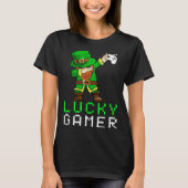 Dabbing St Paddy's Day Video Gaming Leprechaun Gre Tシャツ (正面)