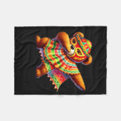 Dabbing Teddy Bear Lucha Libre Cinco De Mayo Mexic フリースブランケット (正面(横))