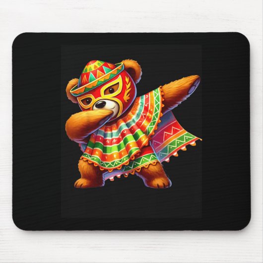 Dabbing Teddy Bear Lucha Libre Cinco De Mayo Mexic マウスパッド (正面)