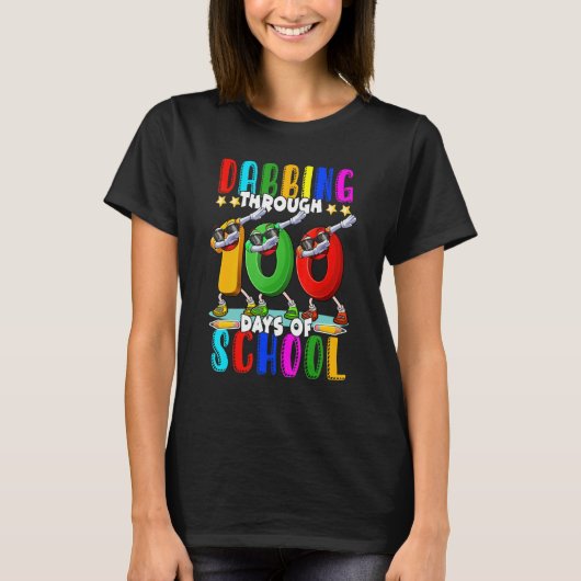 Dabbing Through 100 Days of School 100th Day Schoo Tシャツ (正面)