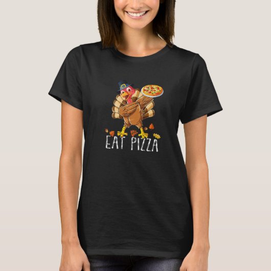 Dabbing Turkey Eat Pizza Adult Vegan Kids  Thanksg Tシャツ (正面)