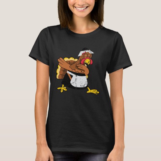 Dabbing turkey pilgrim Thanksgiving for men wome Tシャツ (正面)