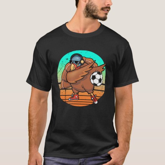 Dabbing Turkey Soccer Player  Thanksgiving Day Fea Tシャツ (正面)