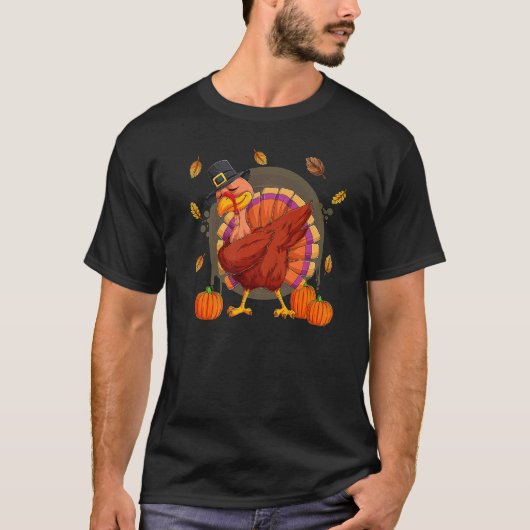 Dabbing Turkey  Thanksgiving Boys Kids Men Turkey  Tシャツ (正面)