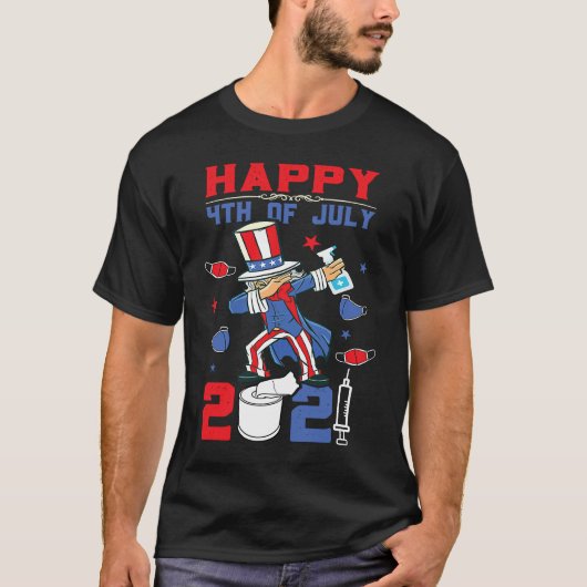 Dabbing Uncle Sam 4th of July 2021 kids boys girls Tシャツ (正面)