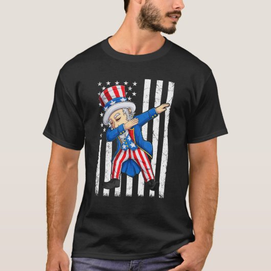 Dabbing Uncle Sam  4th of July Men Kids Boys Tシャツ (正面)