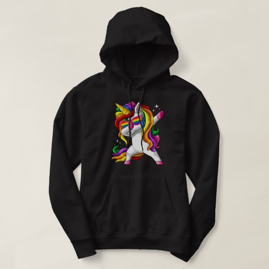 Dabbing UnicornゲイプライドLGBT Tシャトルレズビアンライ パーカ (デザイン正面)