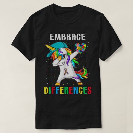 Dabbing Unicornシャツの違いを受け入れるADHD Aut Tシャツ (デザイン正面)