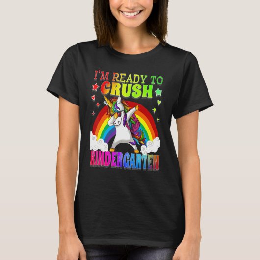 Dabbing Unicorn幼稚園Scをつぶす準備ができている Tシャツ (正面)
