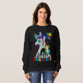 Dabbing Unicorn Autism Awareness Kids Girls Boys B スウェットシャツ (正面フル)