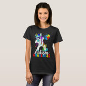Dabbing Unicorn Autism Awareness Kids Girls Boys B Tシャツ (正面フル)