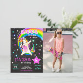 Dabbing Unicorn Birthday Invitation Dance Party 招待状 (スタンド正面)