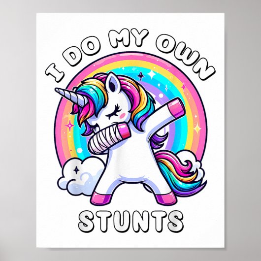 Dabbing Unicorn Broken Arm Cast Injury Dab Dance R ポスター (正面)