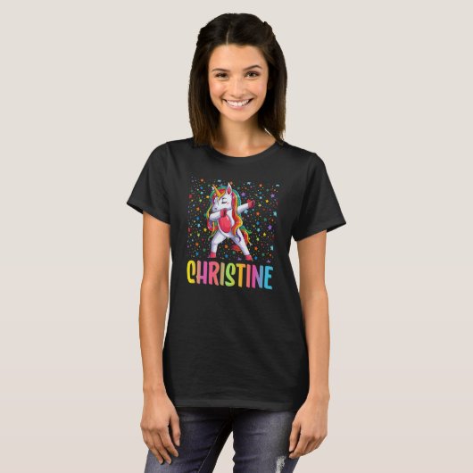 Dabbing Unicorn Christine Tシャツ (正面フル)