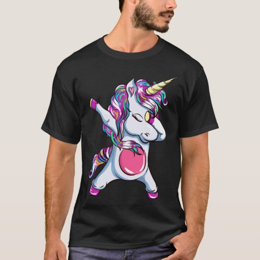 Dabbing Unicorn Dab Dance Unicorn Kids Girls Tシャツ (正面)