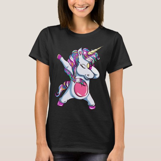Dabbing Unicorn Dab Dance Unicorn Kids Girls Tシャツ (正面)