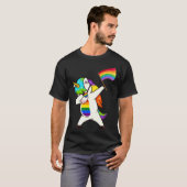 Dabbing Unicorn Gay Pride LGBT  Lesbian Rainbow Fl Tシャツ (正面フル)