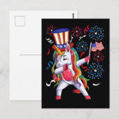 Dabbing Unicorn Girls July Women USA ポストカード (正面/裏面)