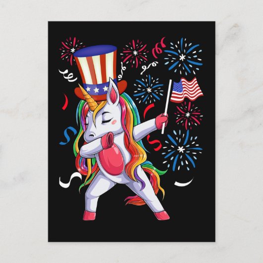 Dabbing Unicorn Girls July Women USA ポストカード (正面)
