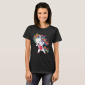 Dabbing Unicorn Girls Kids Rainbow Dab Dance Squad Tシャツ (正面フル)
