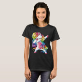 Dabbing Unicorn Girls Kids Rainbow Dab Dance Squad Tシャツ (正面フル)