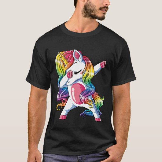 Dabbing Unicorn Girls Kids Rainbow Dab Dance Squad Tシャツ (正面)