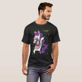 Dabbing Unicorn Jester Hat Mask Mardi Gras Festiva Tシャツ (正面フル)