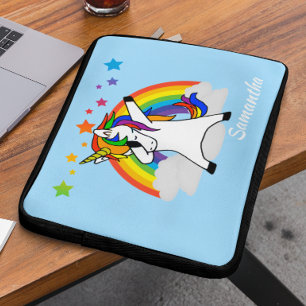 Dabbing Unicorn Rainbowノートパソパーソナライズされたコン ラップトップスリーブ