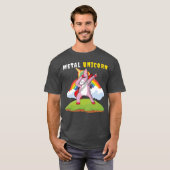 Dabbing Unicorn Rainbow Metal Music Heavy Rock fri Tシャツ (正面フル)