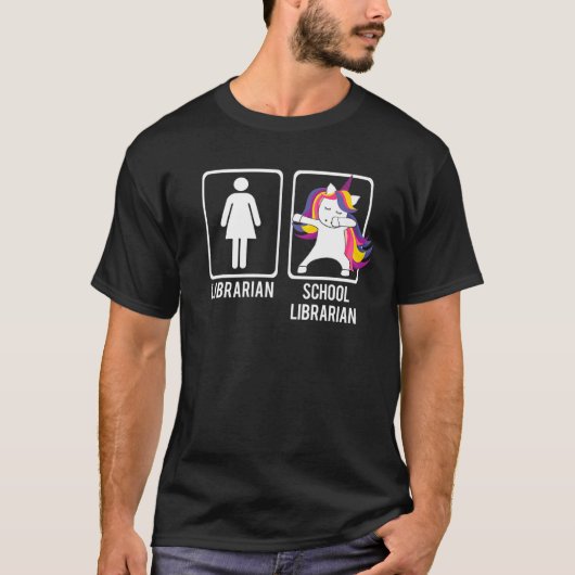 DABBING UNICORN SCHOOL LIBRARIAN Dabsライブラリミーム Tシャツ (正面)