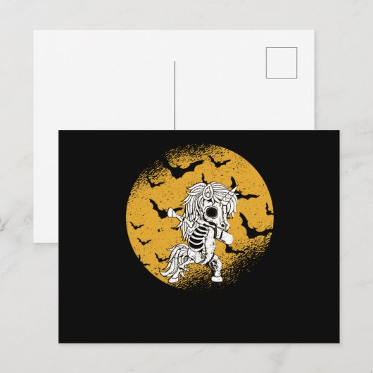 Dabbing Unicorn Skeleton Halloween Dab Dance Scary ポストカード (正面/裏面)