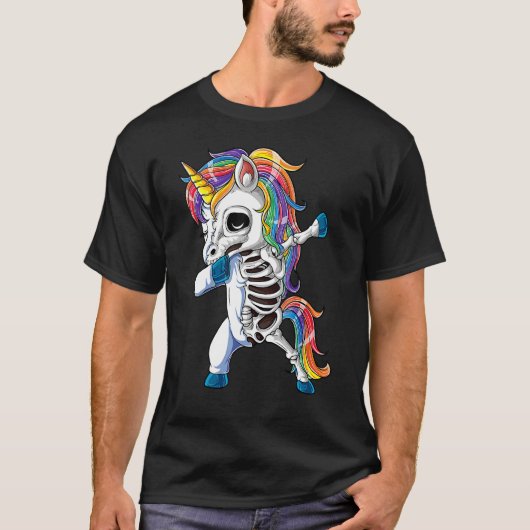 Dabbing Unicorn Skeleton Halloween Girls Dab 1 Tシャツ (正面)