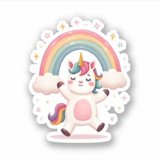 Dabbing Unicorn T Shirt - Funny Dab Dance Rainbow  シール (正面)