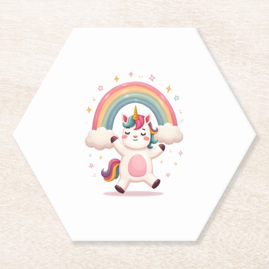 Dabbing Unicorn T Shirt - Funny Dab Dance Rainbow  ペーパーコースター (正面)