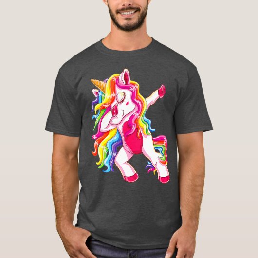Dabbing Unicorn With Long Hair tee - Unicorn Dab Tシャツ (正面)