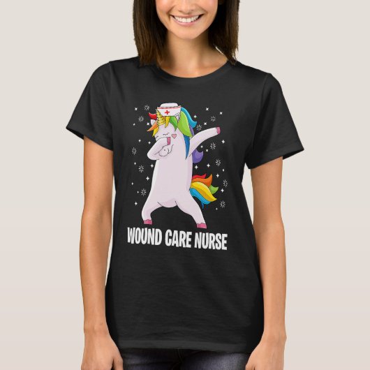 Dabbing Unicorn  Wound Care Nurse Wound Ostomy Nur Tシャツ (正面)