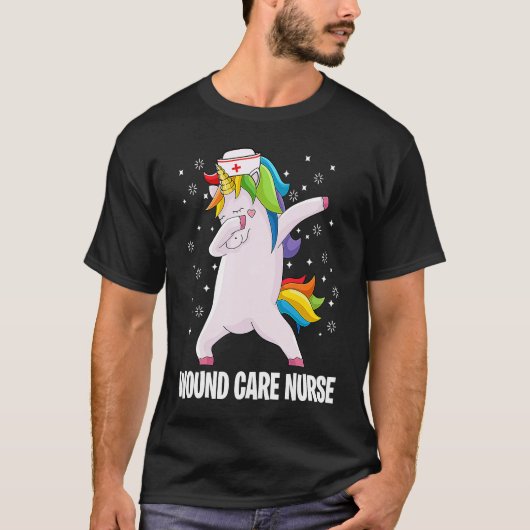 Dabbing Unicorn Wound Care Nurse Wound Ostomy Nur Tシャツ (正面)