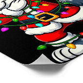 Dabbing Wolf Lights Santa Xmas Girls Boys Kids Chr ポスター (角)