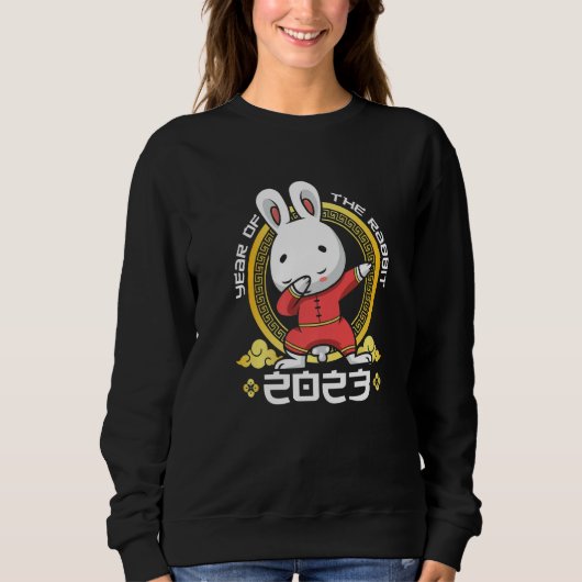 Dabbing Year of The Rabbit 2023 Chinese Zodiac Sig スウェットシャツ (正面)