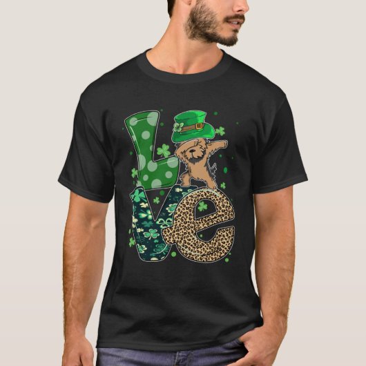 Dabbing Yorkie Dog LOVE Shamrock  St Patrick s Day Tシャツ (正面)