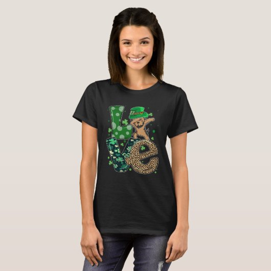 Dabbing Yorkie Dog LOVE Shamrock  St Patrick s Day Tシャツ (正面フル)