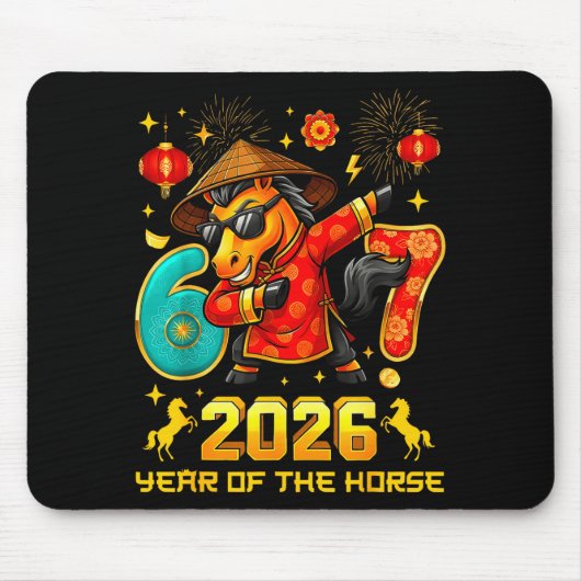 Dabbing Zodiac Horse Lunar New Year Chinese New Ye マウスパッド (正面)